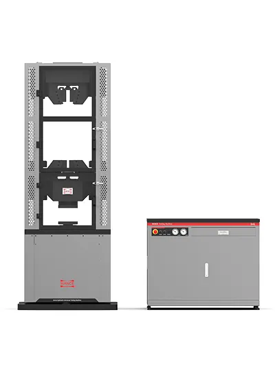 جهاز اختبار المواد بنظام السيرفو الهيدروليكي (مساحة مزدوجة ومقابض إسفينية)