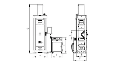 جهاز اختبار المواد بنظام السيرفو الهيدروليكي (مساحة واحدة ومقابض إسفينية)